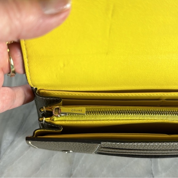 Céline Authentic Long Wallet Taupe & Yellow  Famous Celine Leather EUC - Picture 14 of 14